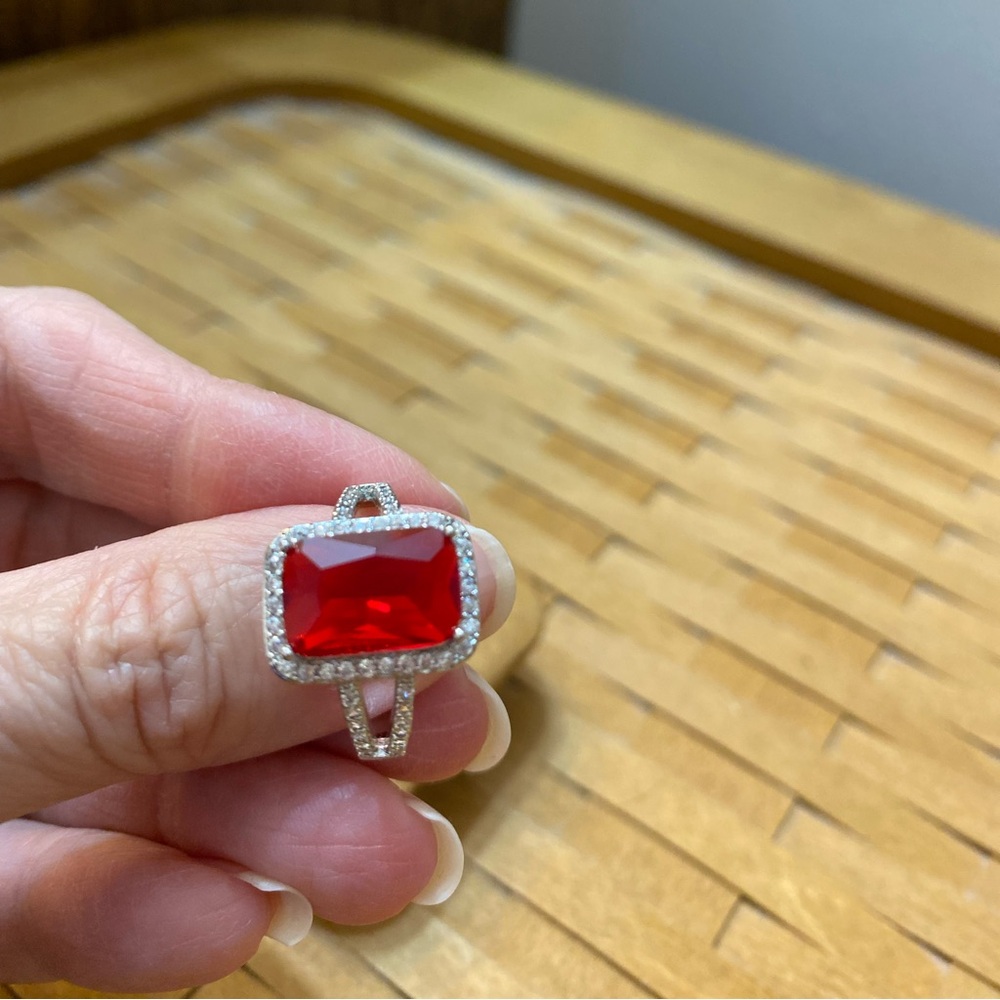 Boutique ruby/ with clear stones, silver set